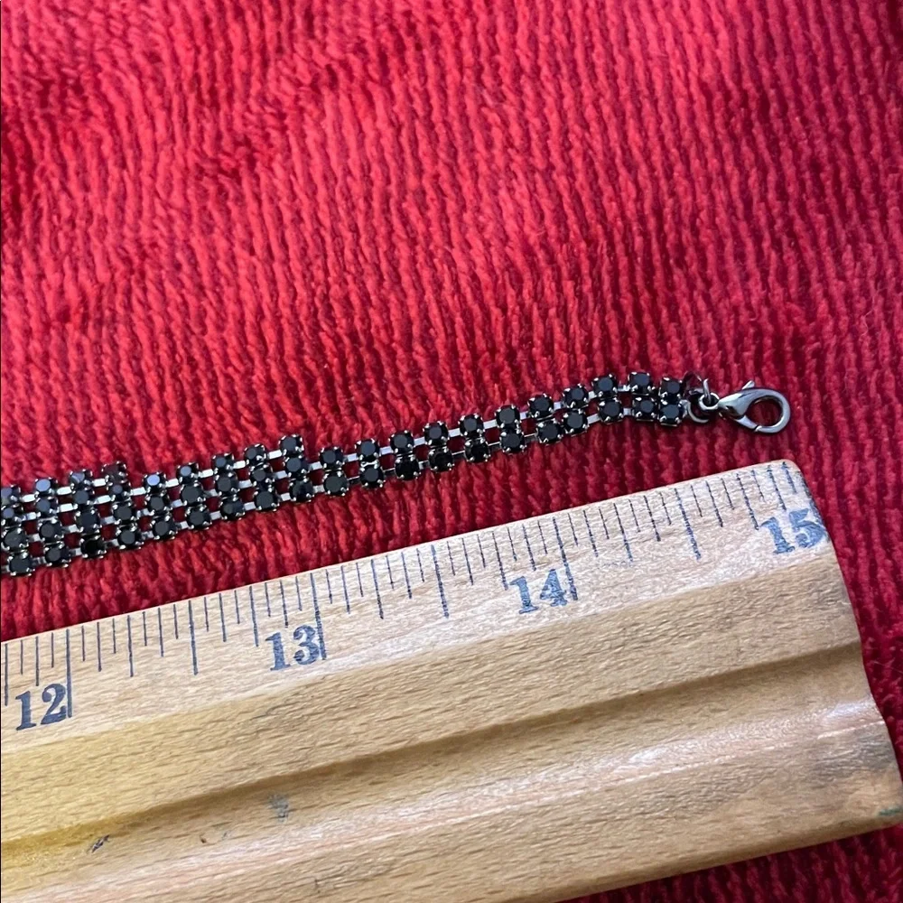 Vintage Black Crystal Necklace and Earring Set